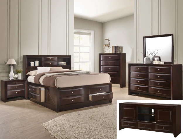 EMILY K CAPTAINS BED HB/FB D.CHERRY